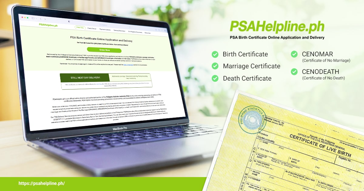 Step-by-step guide on how to order your PSA birth, marriage, death, or CENOMAR certificate online through PSAHelpline.ph
